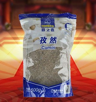 廚之選(HORECA SELECT)孜然產(chǎn)自四川成都500g每袋，精細(xì)加工而成，質(zhì)量上乘，備受廣大專業(yè)廚師和消費者歡迎和厚愛，是您廚房必備品。保留了孜然中原有的滋味、氣味和全部的營養(yǎng)物質(zhì)，風(fēng)味獨特，定會讓您回味無窮。不使用化學(xué)劑、無化學(xué)殘留、不破壞營養(yǎng)成分，給家人一份天然、一份健康、一份安心。