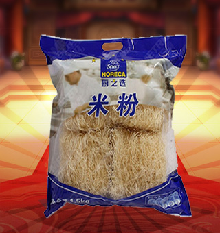 廚之選米粉產(chǎn)自福建莆田1.5kg每袋，本品精選優(yōu)質(zhì)大米，食用玉米淀粉等為原料，經(jīng)嚴格的管理和先進的生產(chǎn)工藝精制而成。本品絲條細勻，質(zhì)地柔韌，有光澤，在水中浸泡48小時不變色，不發(fā)漲。