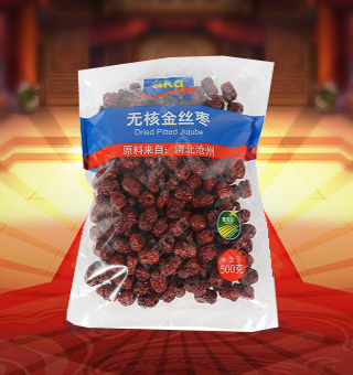 宜客(AKA)無核金絲棗產(chǎn)自河北滄州500g每袋，宜客無核金絲棗中富含豐富的蛋白質(zhì)、脂肪、碳水化合物及鈉等微量元素，有助于補充人體所需。采用精美袋式包裝，大氣上檔次，適合煮粥、煲湯、泡水等，食法多樣，是你居家生活的必備選擇。