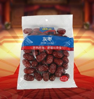 宜客(AKA)灰棗產(chǎn)自新疆吐魯番250g每袋，精選優(yōu)質(zhì)新疆吐魯番紅棗為原料，經(jīng)先進(jìn)工藝精心制作而成，個大皮薄，核小肉厚，輕松享受。